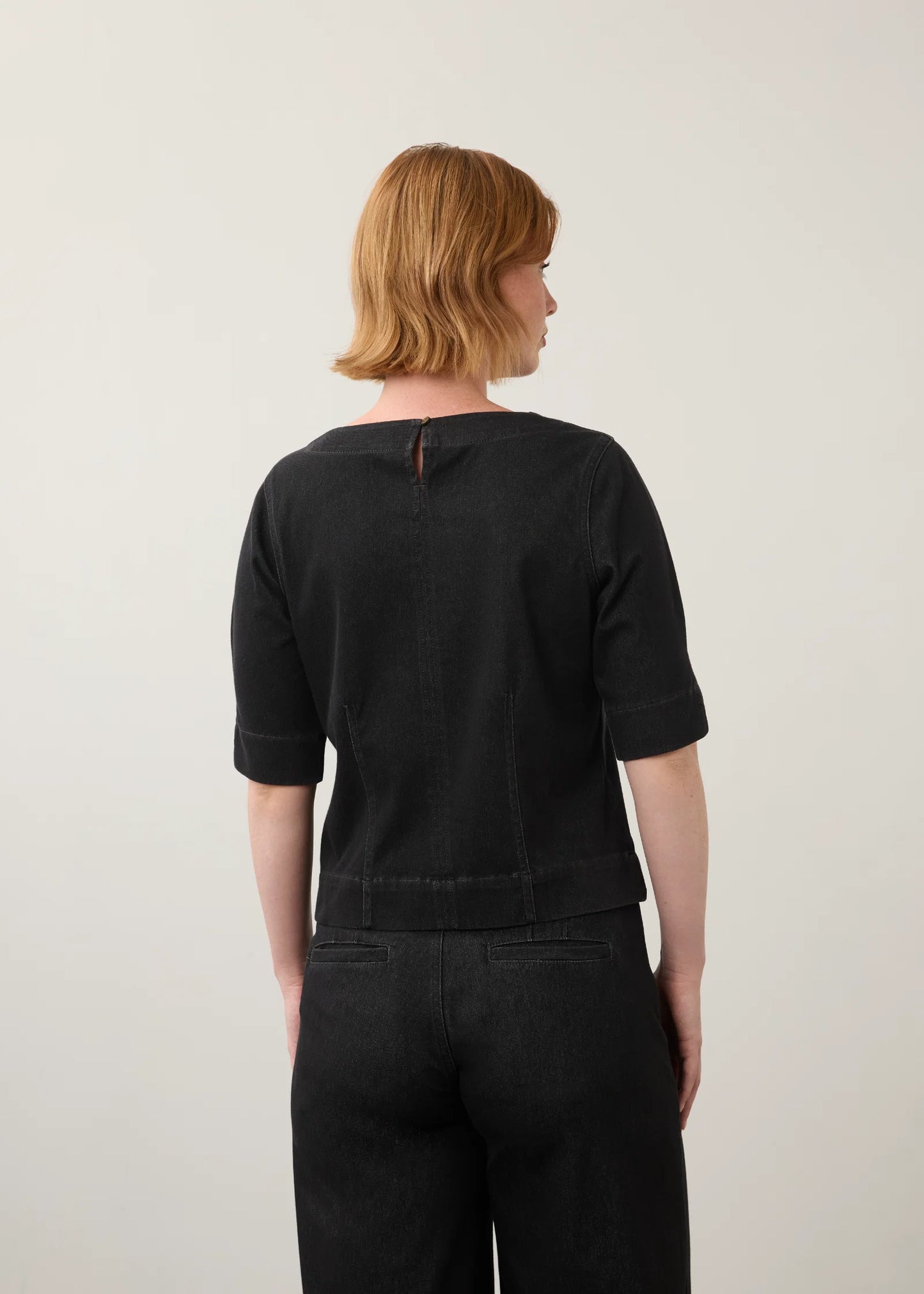 Fitted Elbow Sleeve Top in Carbon Black by French Dressing Jeans