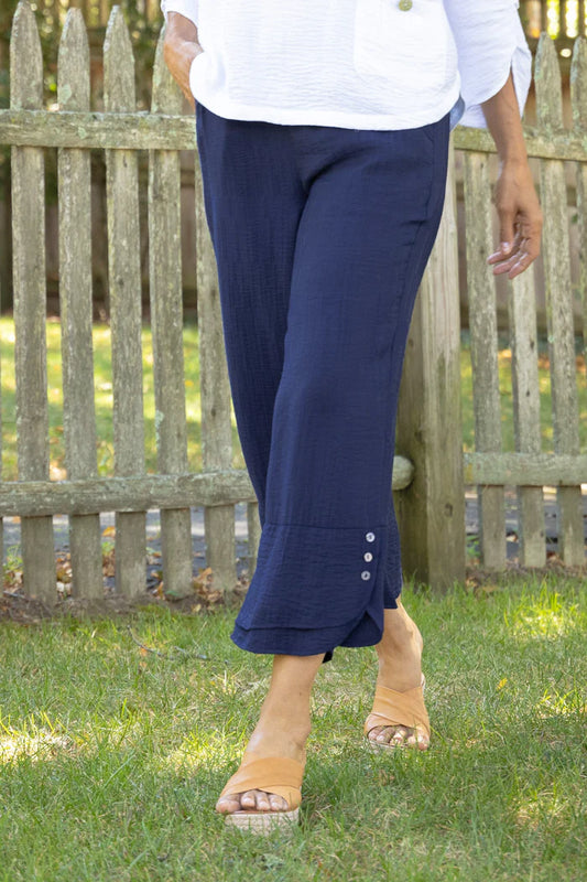 Women's Textured Stripe Crop Pant in Navy by Habitat Clothing