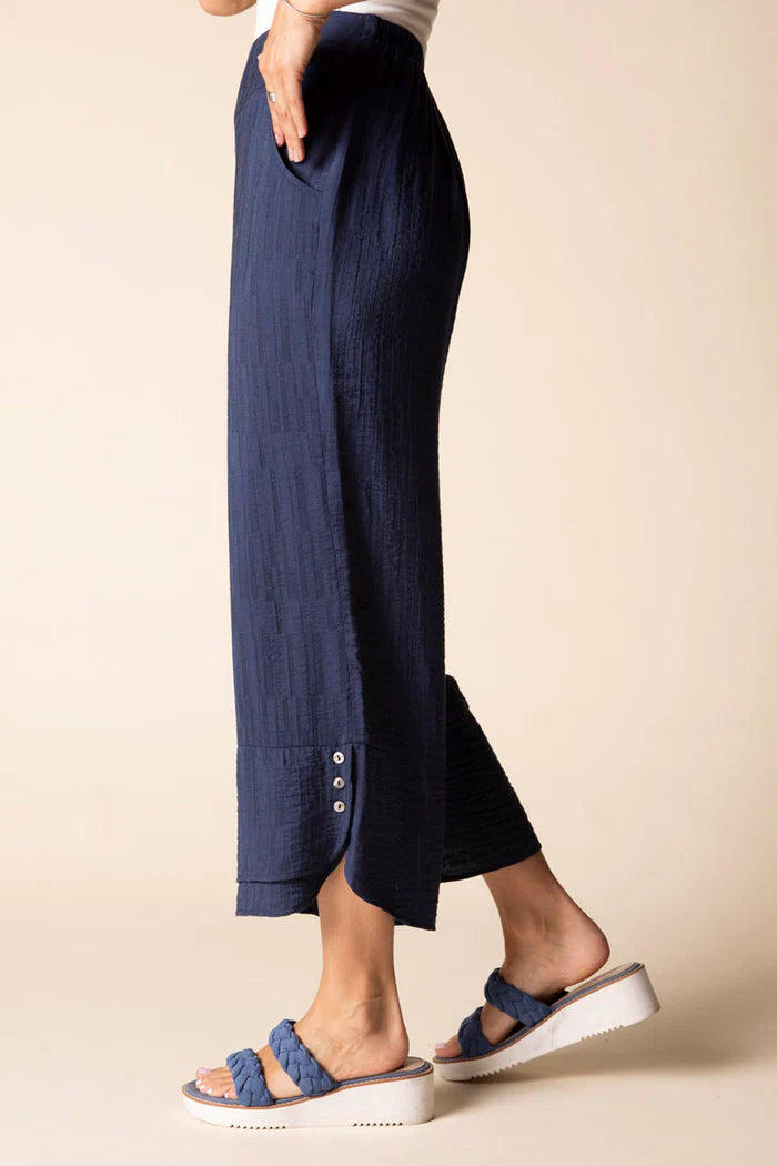 Women's Textured Stripe Crop Pant in Navy by Habitat Clothing