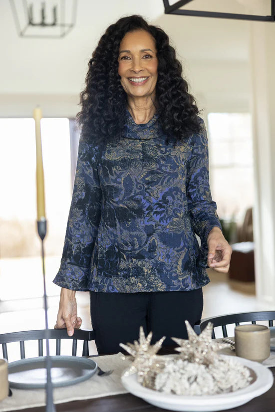 Women's Cowl Neck Pullover in Midnight by Habitat Clothing