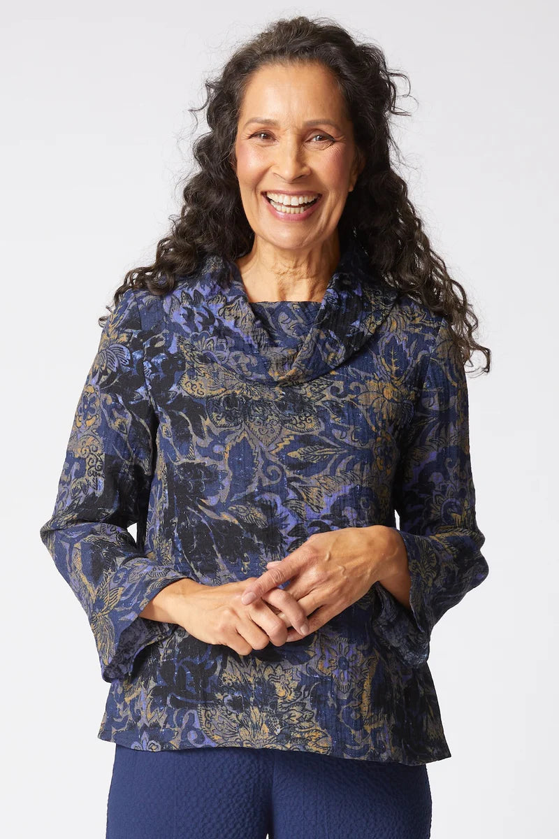 Women's Cowl Neck Pullover in Midnight by Habitat Clothing