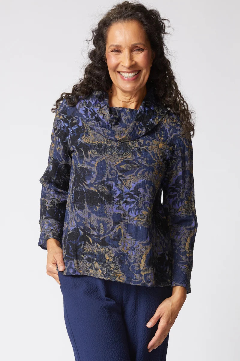 Women's Cowl Neck Pullover in Midnight by Habitat Clothing