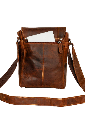Mini Leather Messenger Bag in Sandal