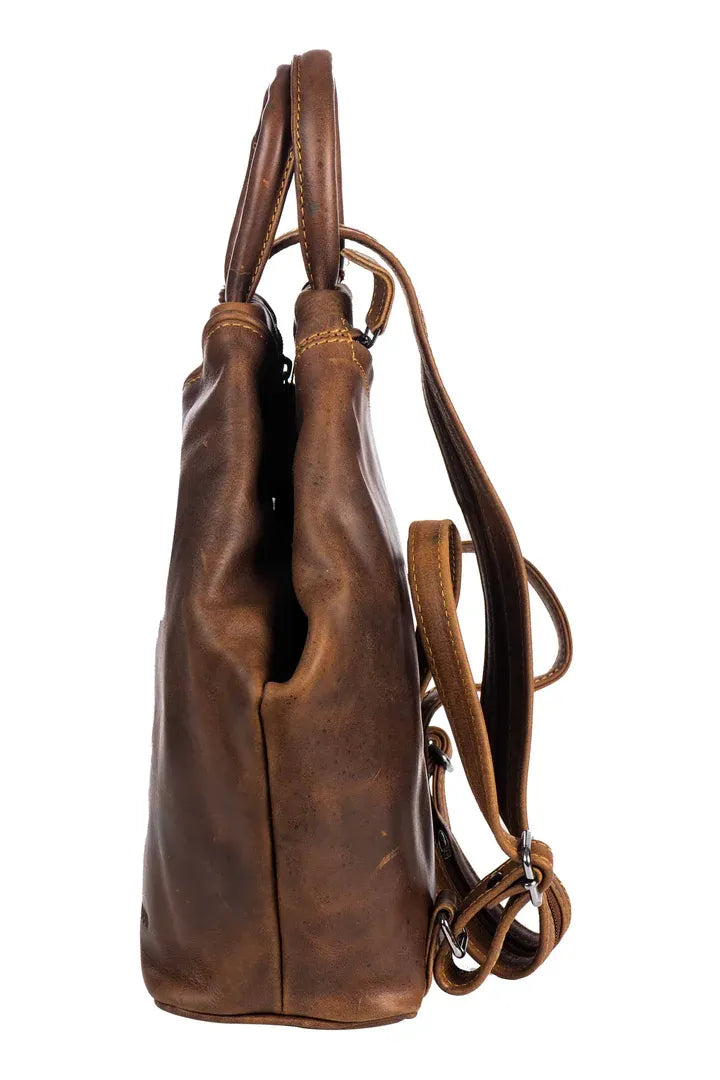 Leather Rucksack Backpack Zoe Bag by Greenwood Leather in Brown (dark) or Sandal (light)