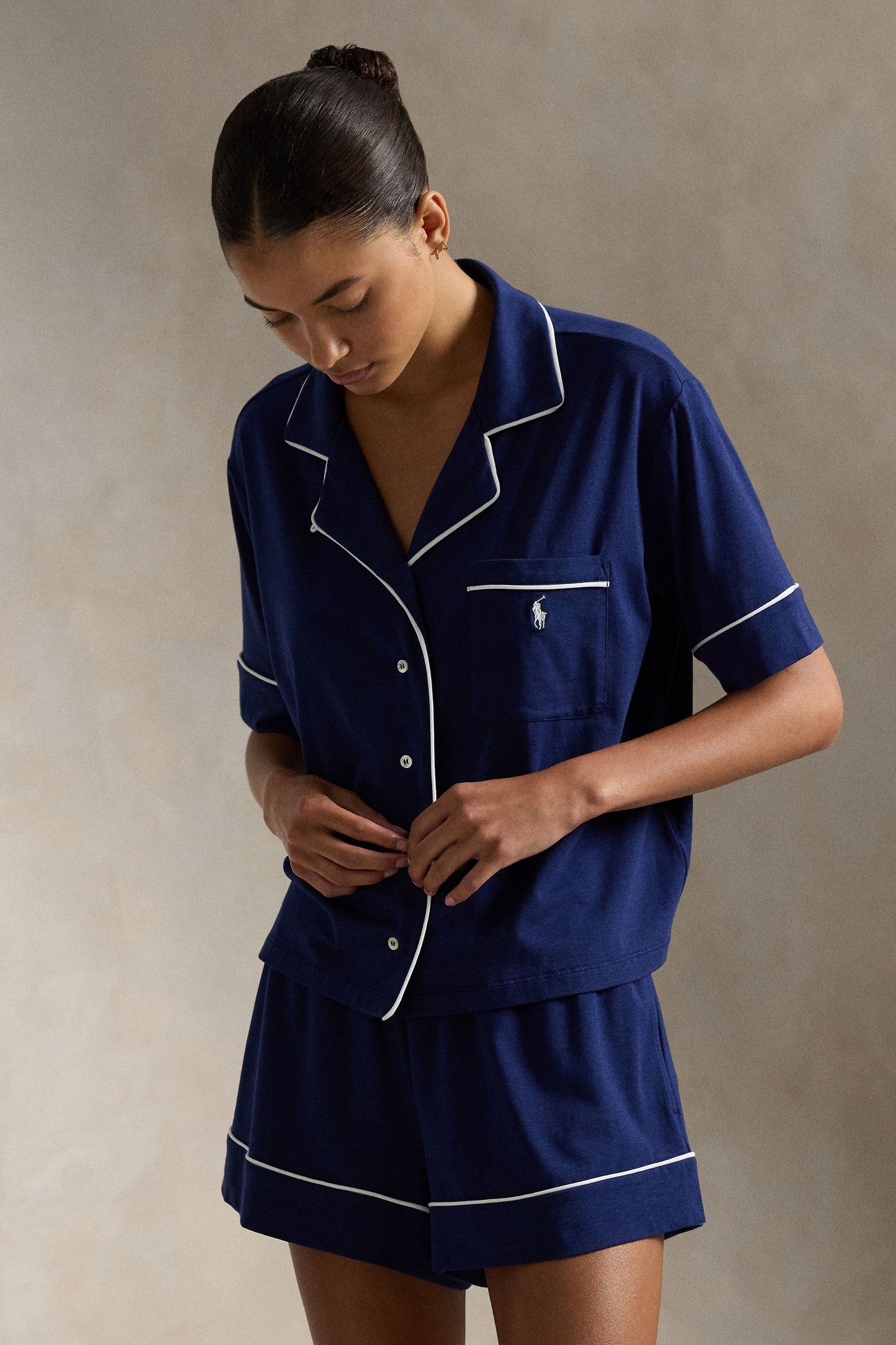 Women's Piped Jersey Short-Sleeve Pajama Set by Ralph Lauren Polo