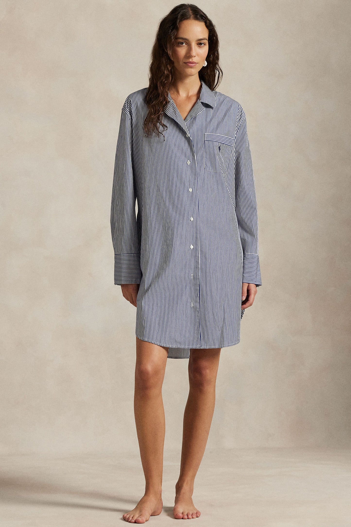 Women's Striped Cotton Poplin Sleep Shirt by Ralph Lauren Polo