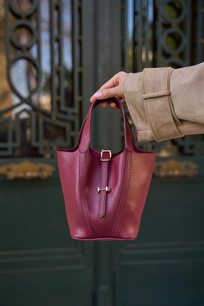 Vegan Basket Bag With Lock Accessory Claret Red