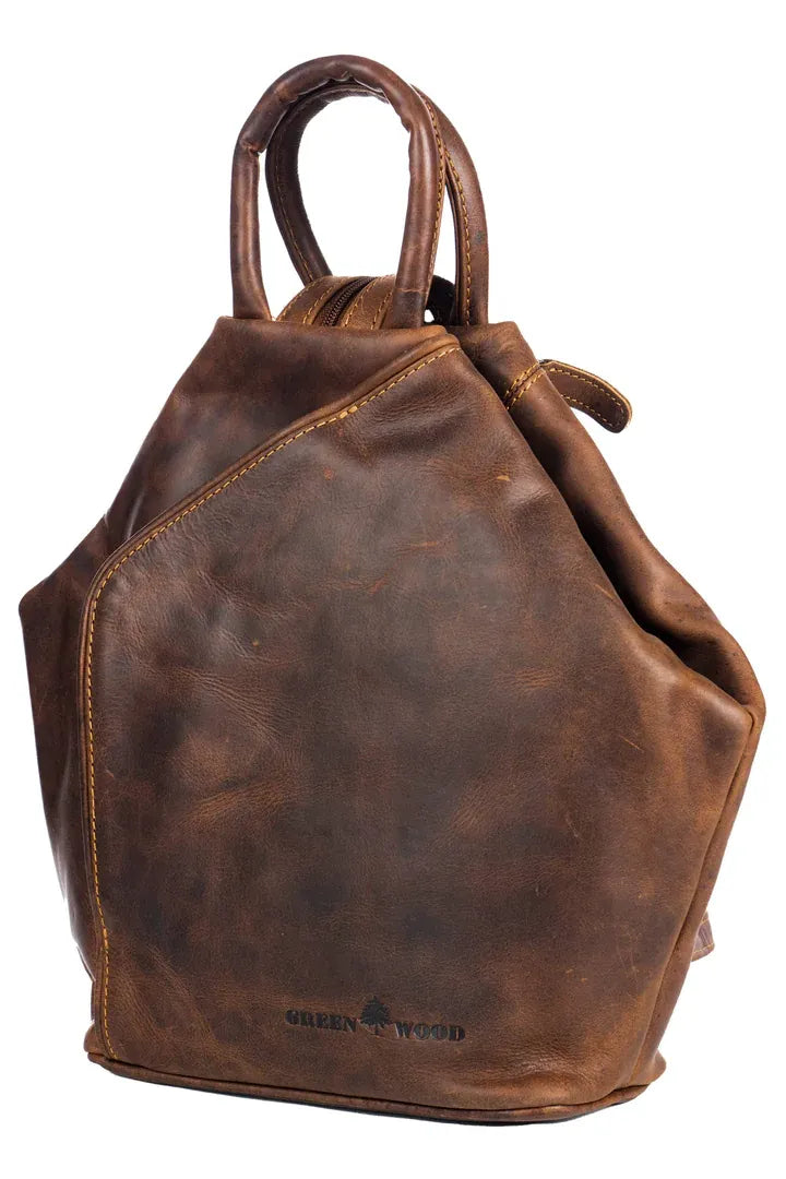 Leather Rucksack Backpack Zoe Bag by Greenwood Leather in Brown (dark) or Sandal (light)