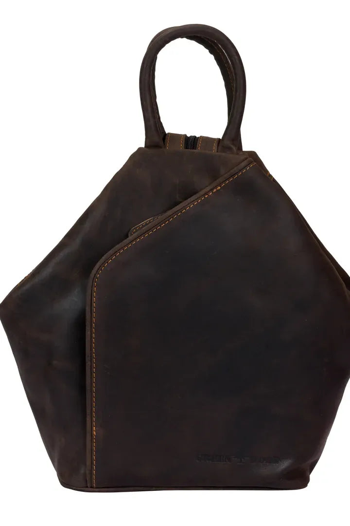 Leather Rucksack Backpack Zoe Bag by Greenwood Leather in Brown (dark) or Sandal (light)