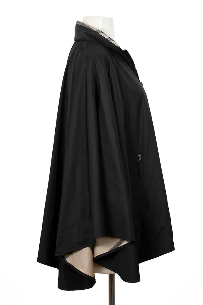 Black & Plaid Zippered SPORTYRAP | Woman's Rain Jacket One Size