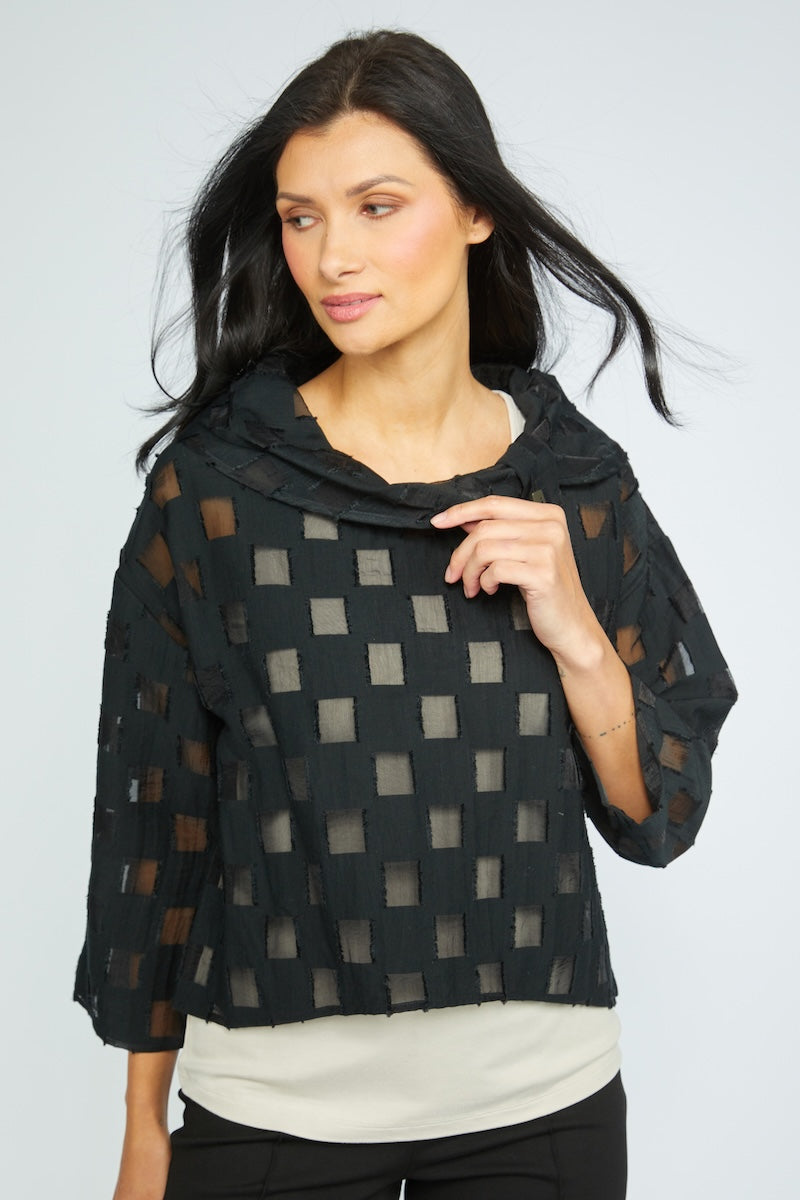Women's "Outside the Box Topper" Top in Black - Olivia by Habitat