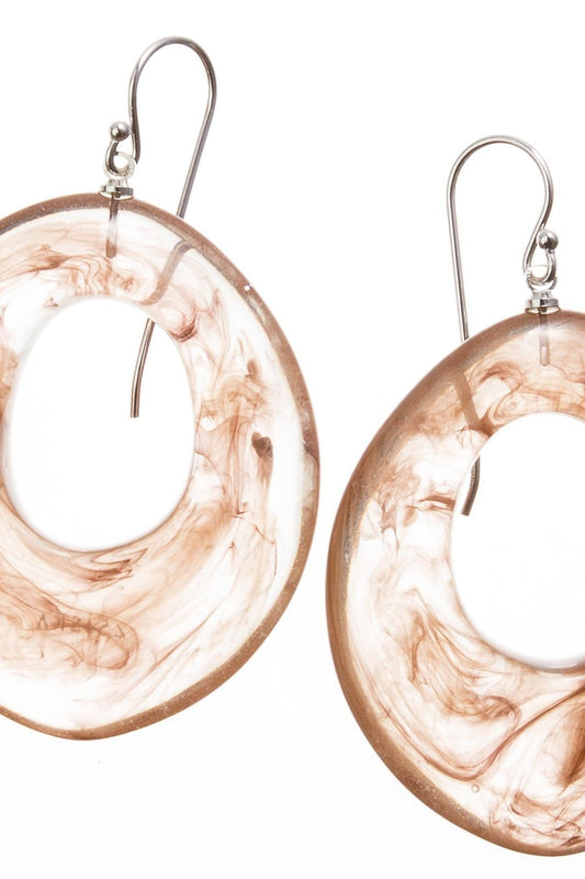 Marbled Resin Earring in Brown or Blue by Zsiska Design