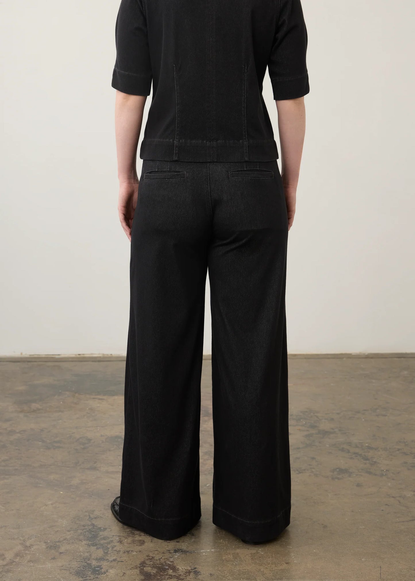 Pull On Wide Leg Denim Pant in Carbon Black by French Dressing Jeans
