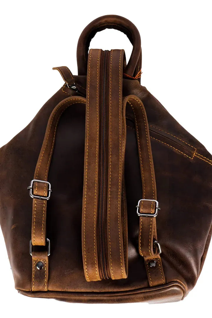 Leather Rucksack Backpack Zoe Bag by Greenwood Leather in Brown (dark) or Sandal (light)