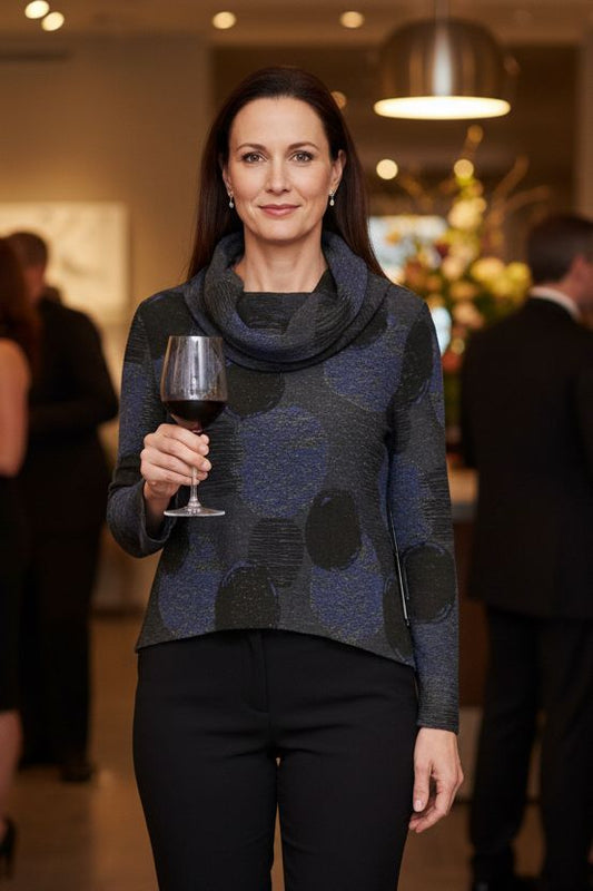 Women's Keynote Cowl Neck Top in Dusk Print - Olivia by Habitat