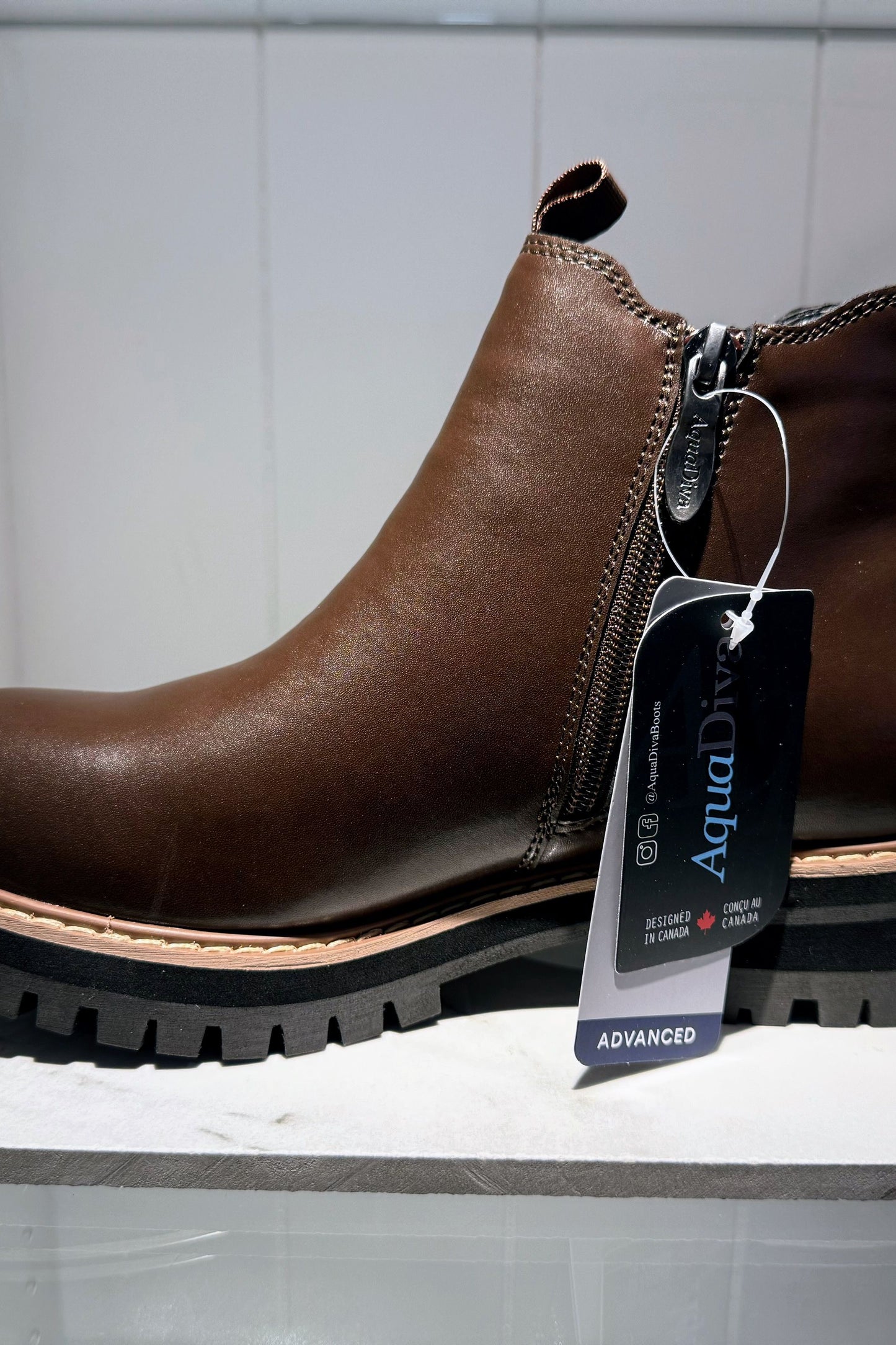 Aqua Diva Women’s Leather Chelsi Boot in Dark Brown