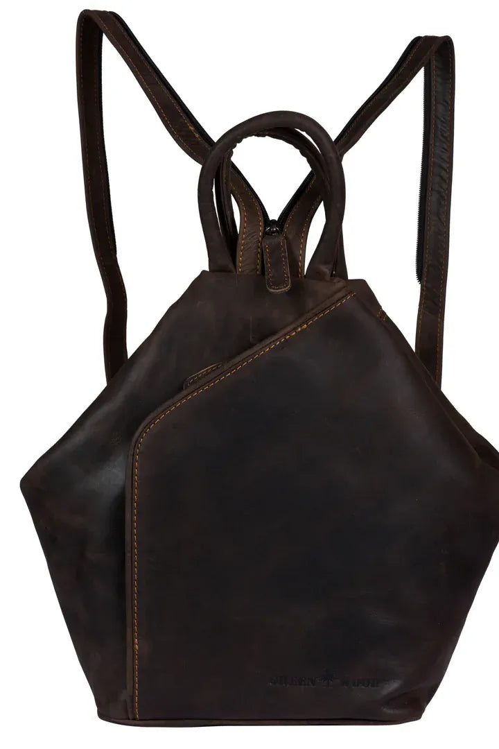 Leather Rucksack Backpack Zoe Bag by Greenwood Leather in Brown (dark) or Sandal (light)