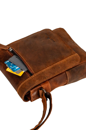 Mini Leather Messenger Bag in Sandal