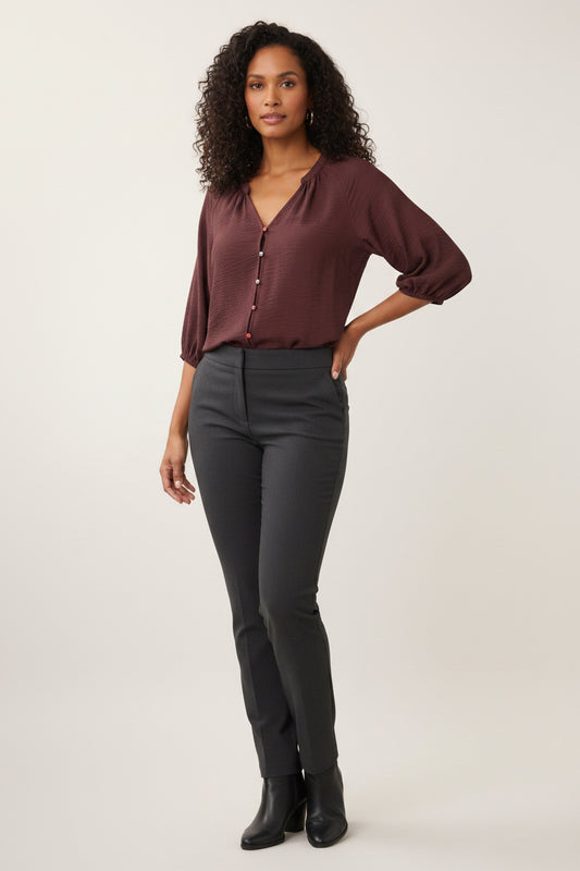 Button Up V Neck Shirt in Fig by French Dressing Jeans