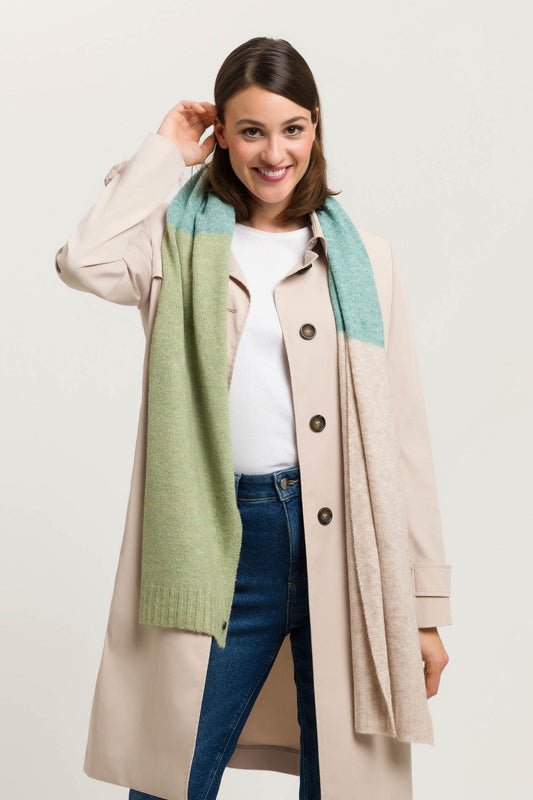 SUSTAINABILITY EDITION - KNITTED SCARF WITH BLOCK STRIPES in Green by V. Fraas