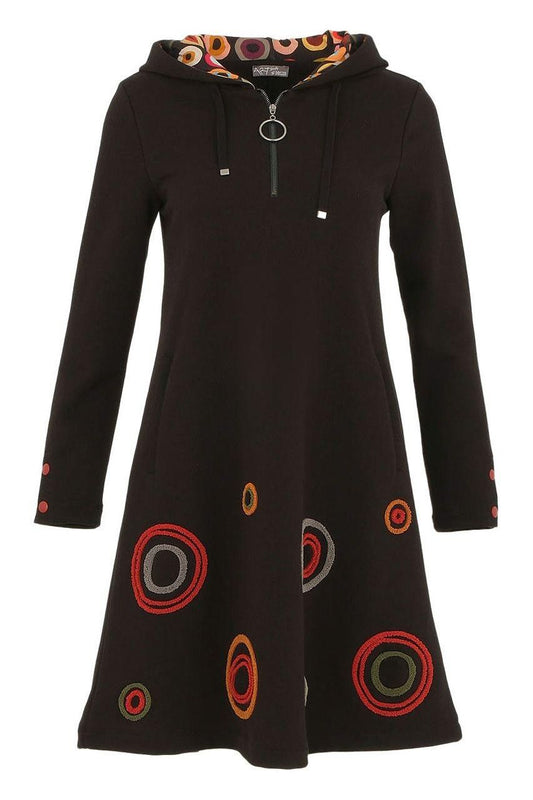 “Moving Target" Hoodie Art Print Dress by Dolcezza X Small