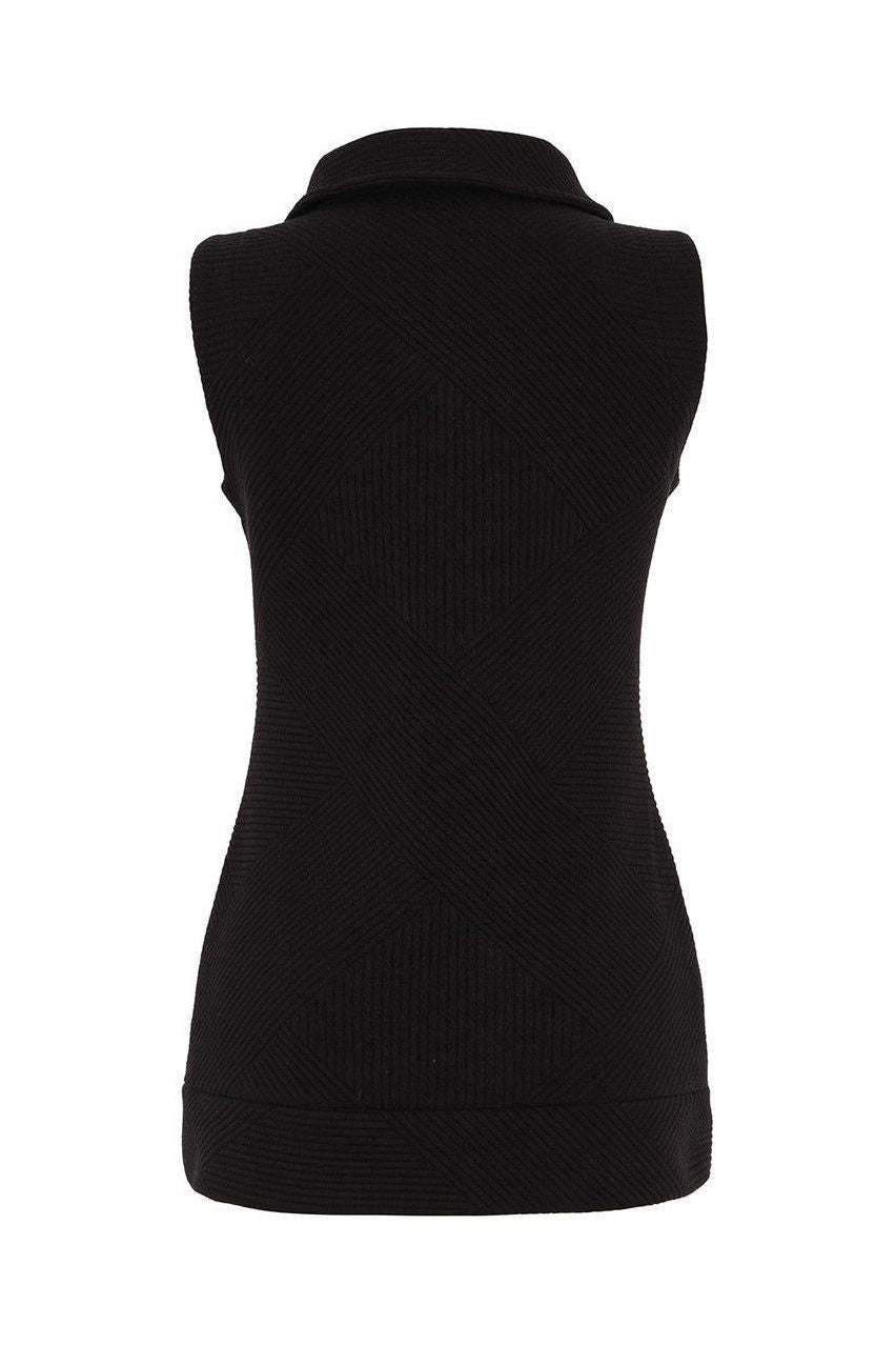 Women's Fall Knit Zippered Front Vest in Black by Dolcezza