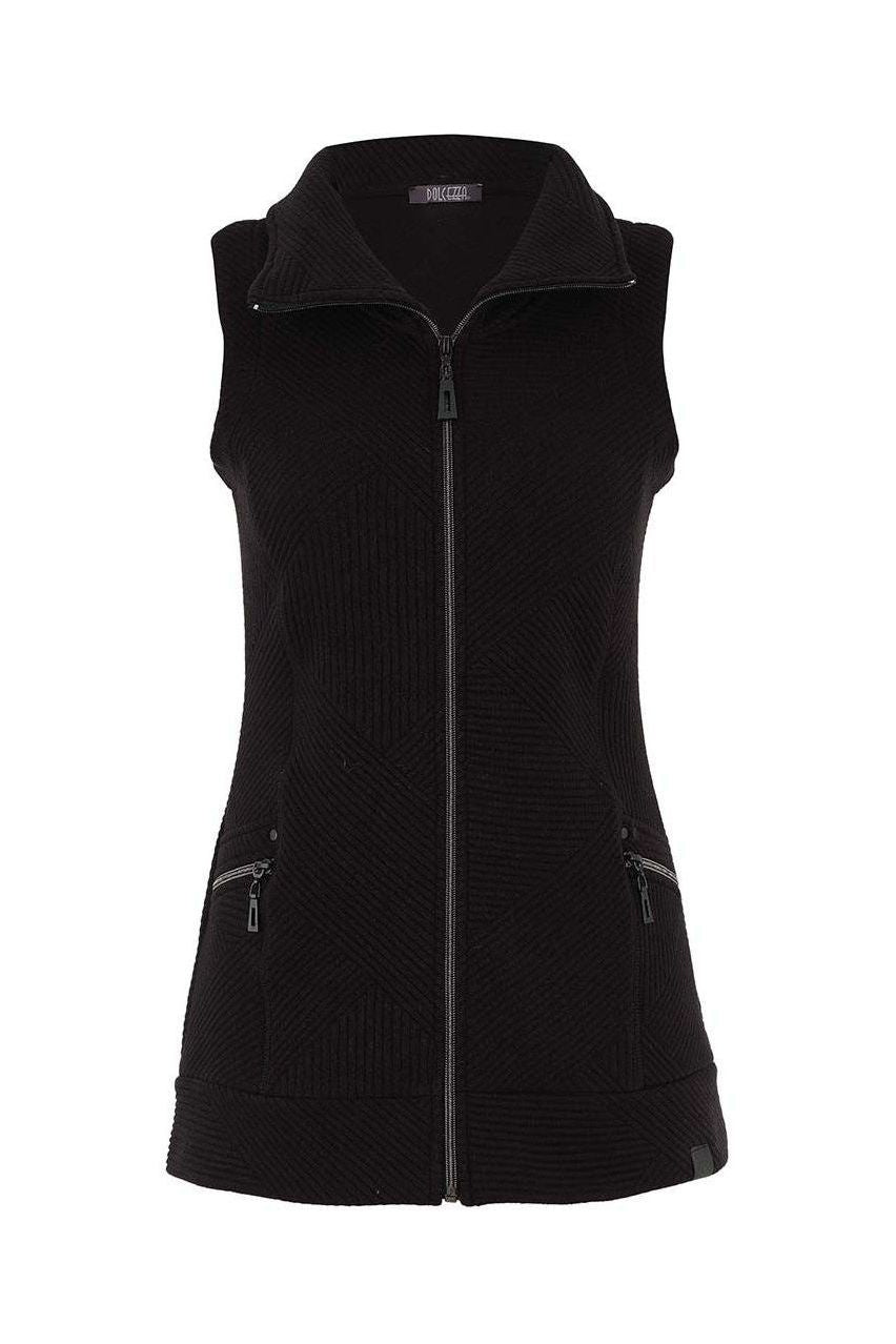 Women's Fall Knit Zippered Front Vest in Black by Dolcezza