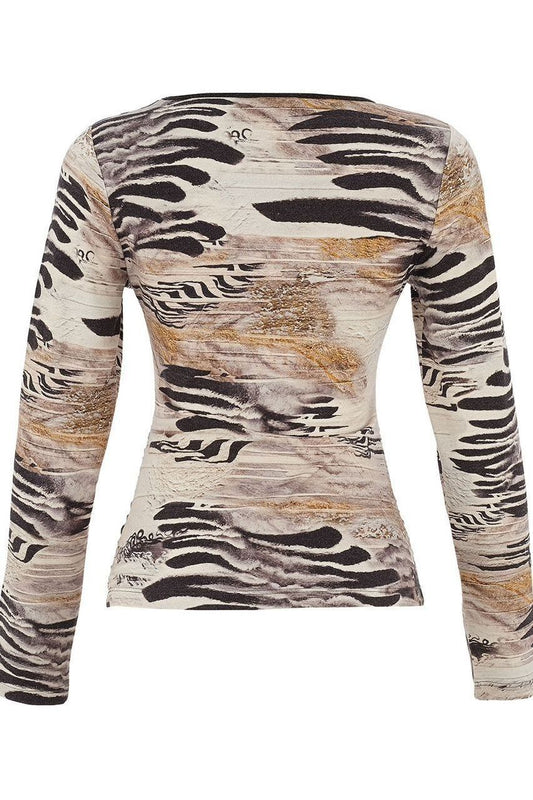 Women's V Neck Long Sleeve Art Print Top by Dolcezza 75680