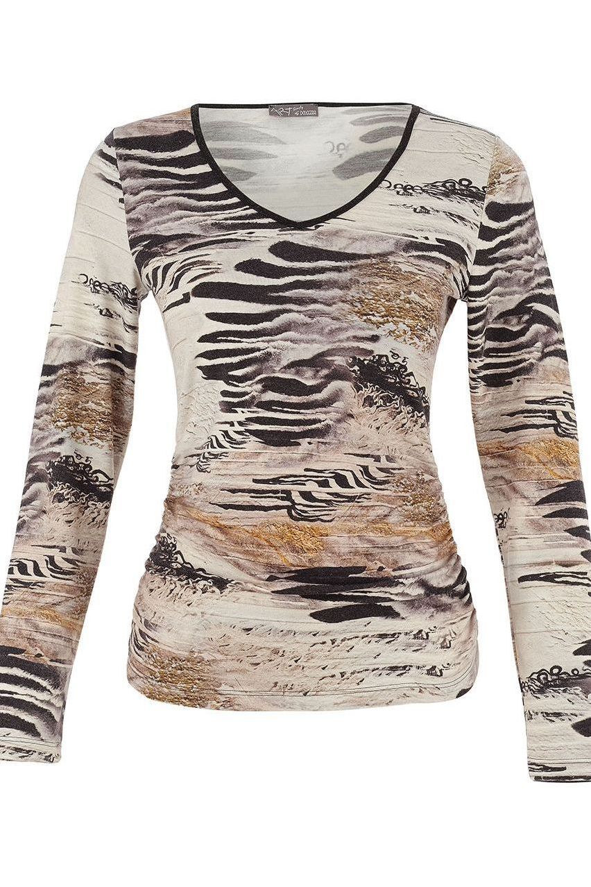 Women's V Neck Long Sleeve Art Print Top by Dolcezza 75680
