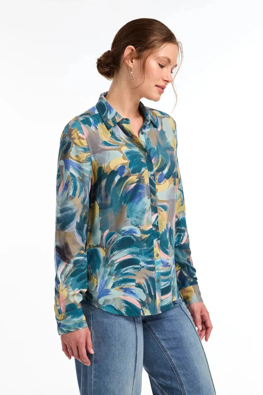 Final Sale Women's Long Sleeve Button Up Shirt in Autumn Abstract Mix by French Dressing Jeans