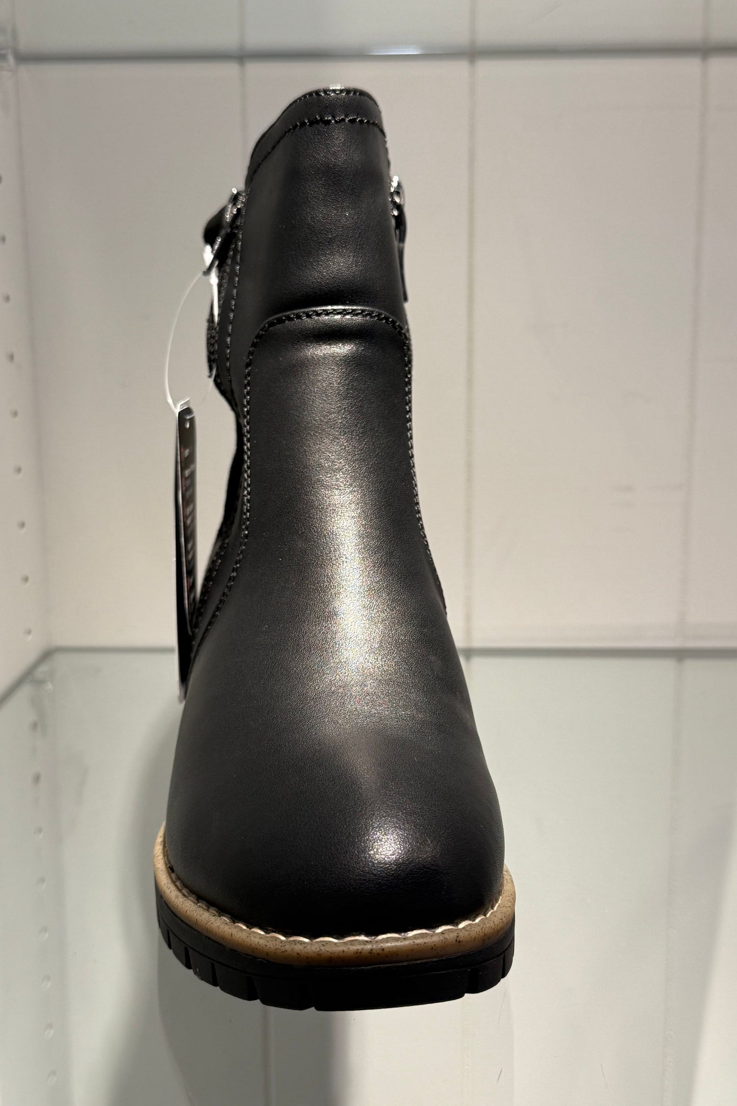 Aqua Diva Women’s Leather Ankle Boot in Black