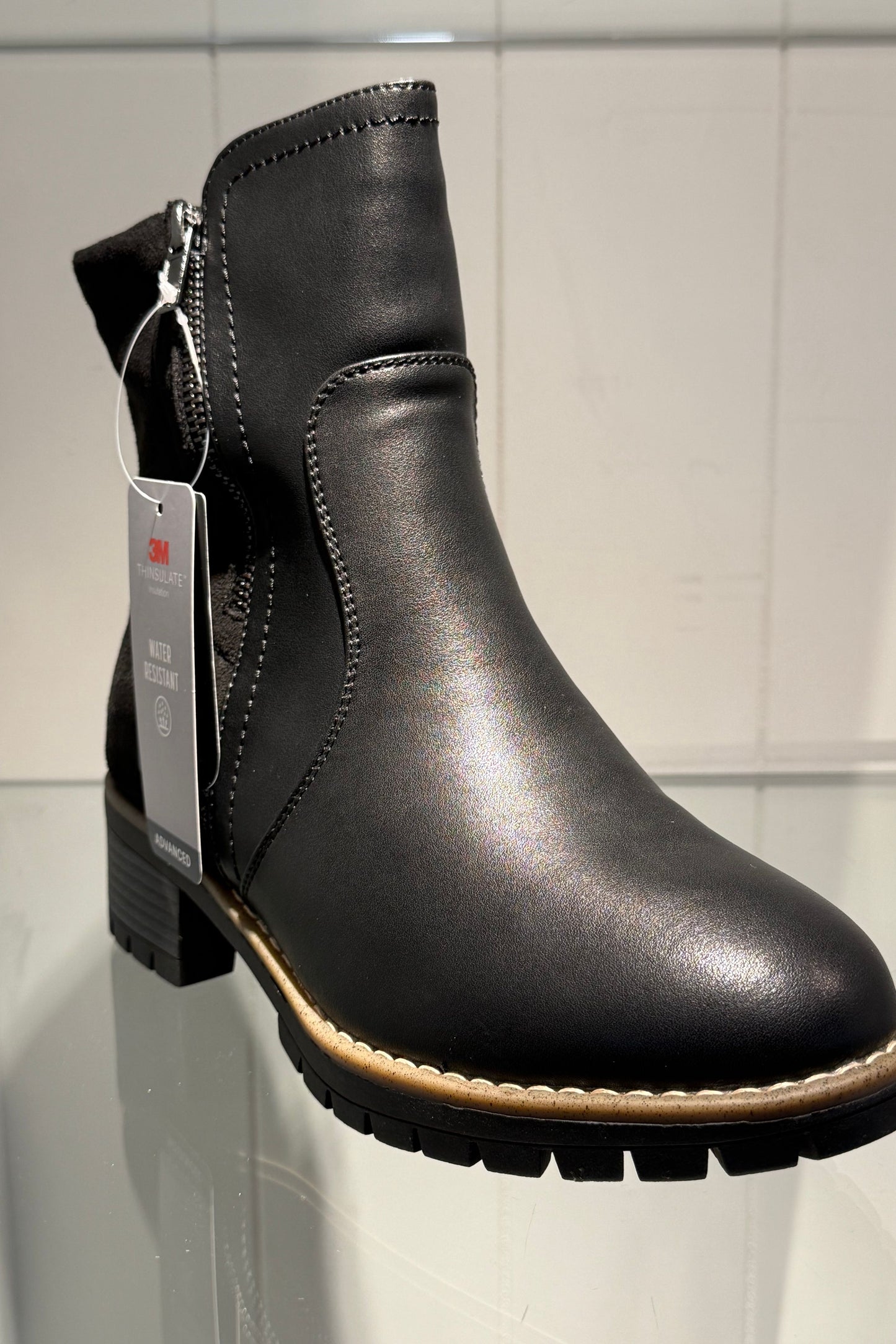 Aqua Diva Women’s Leather Ankle Boot in Black