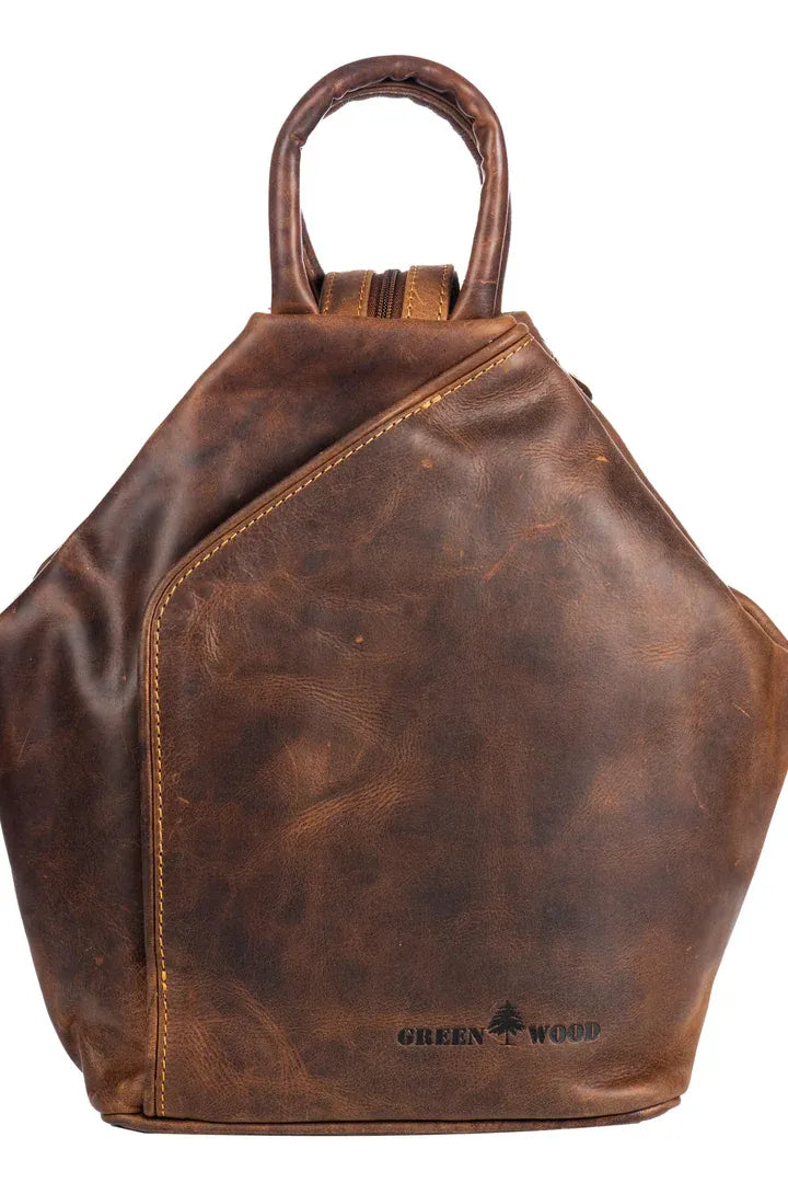 Leather Rucksack Backpack Zoe Bag by Greenwood Leather in Brown (dark) or Sandal (light)