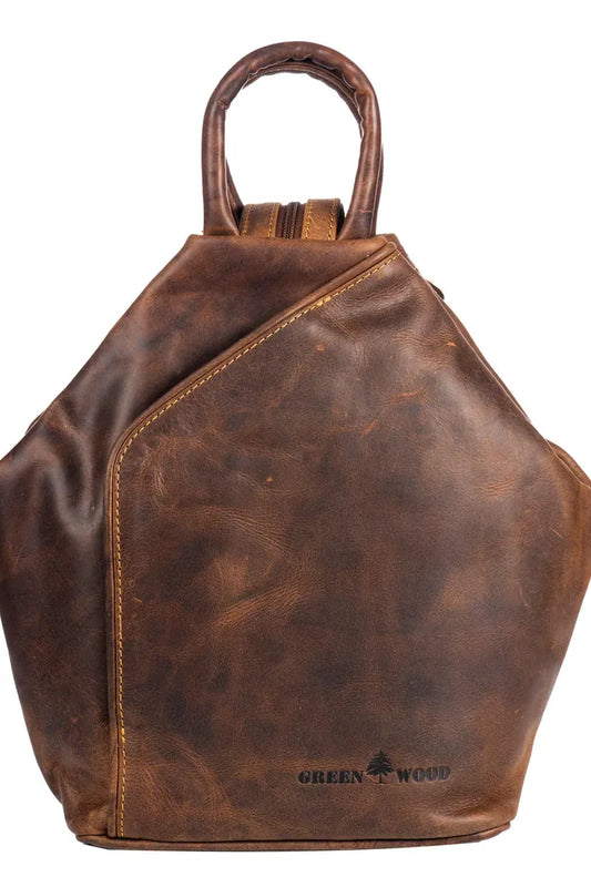 Leather Rucksack Backpack Zoe Bag by Greenwood Leather in Brown (dark) or Sandal (light)