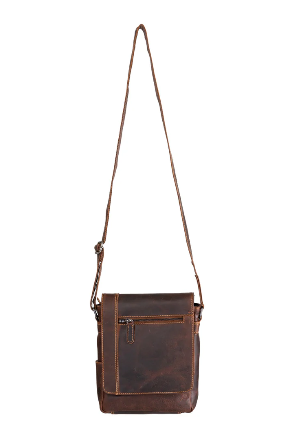 Mini Leather Messenger Bag in Sandal