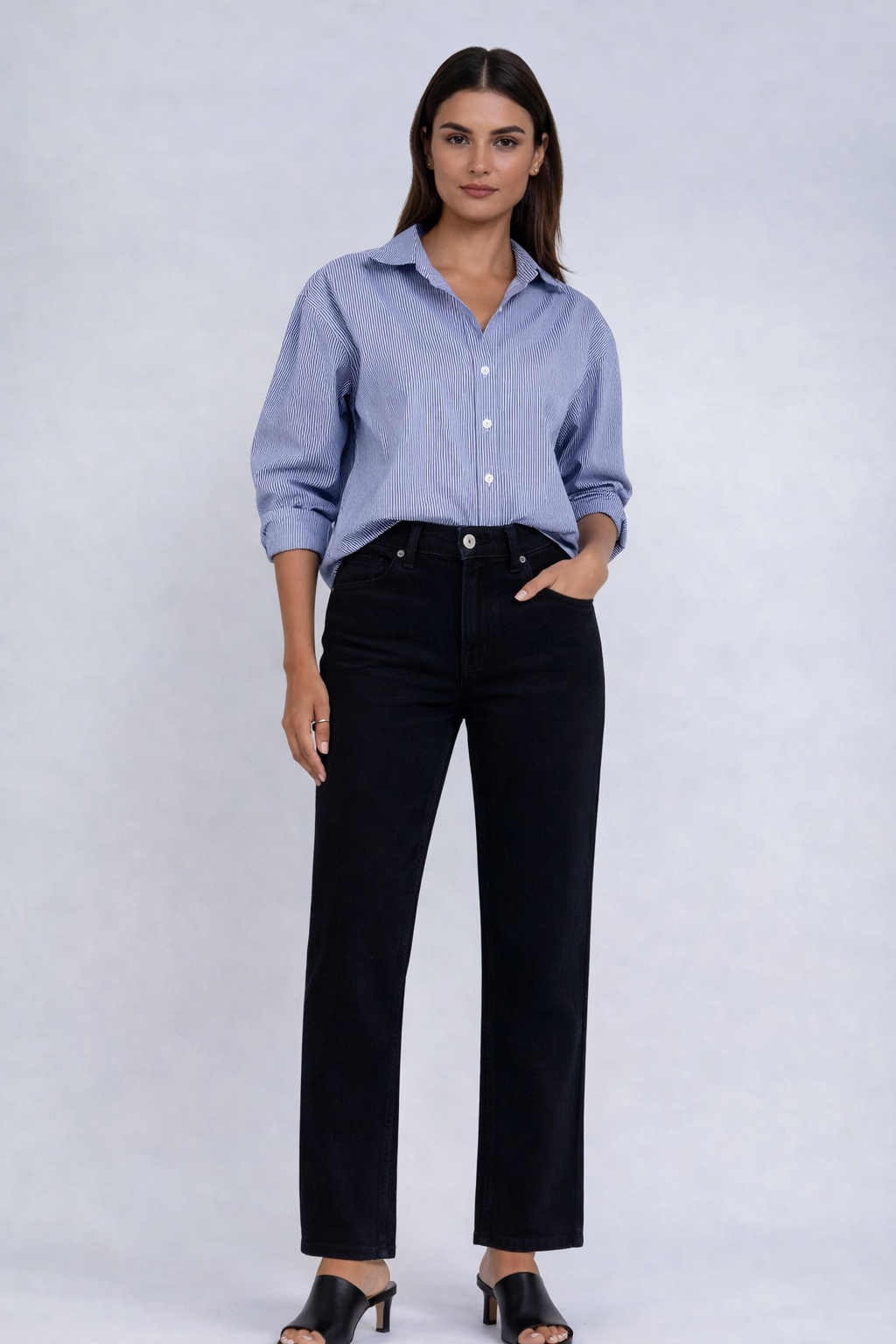 Women's Straight Leg Corduroy Pant in Black by Carreli Jeans