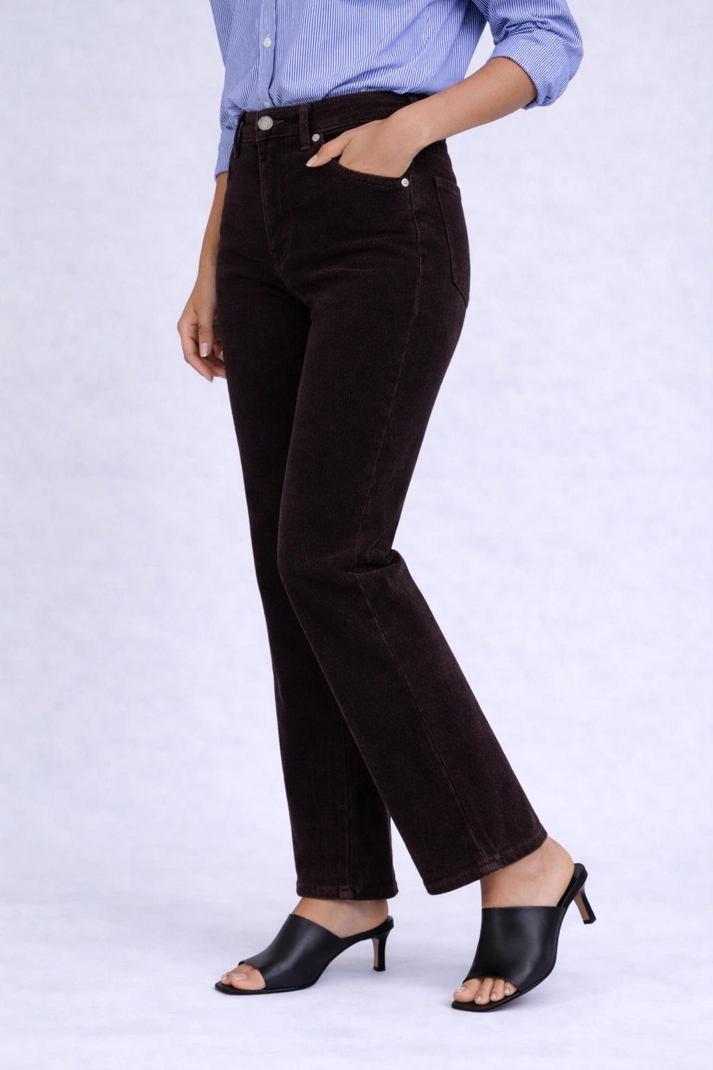 Women's Straight Leg Corduroy Pant in Dark Chocolate by Carreli Jeans