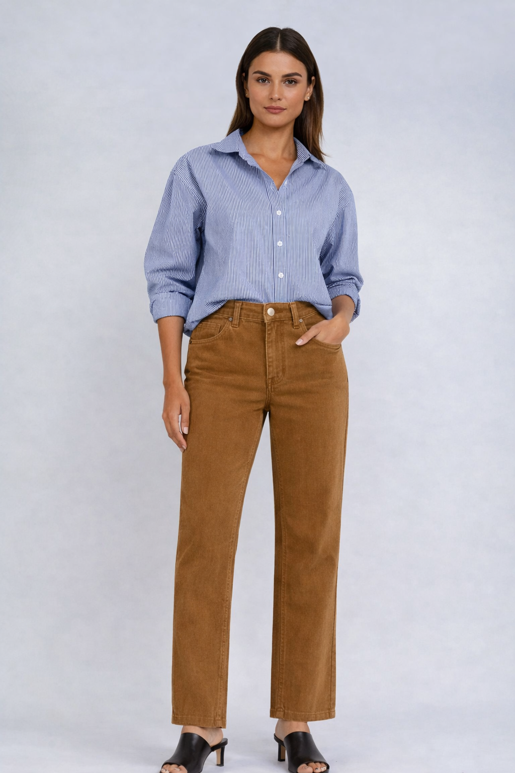 Women's Straight Leg Corduroy Pant in Maple by Carreli Jeans
