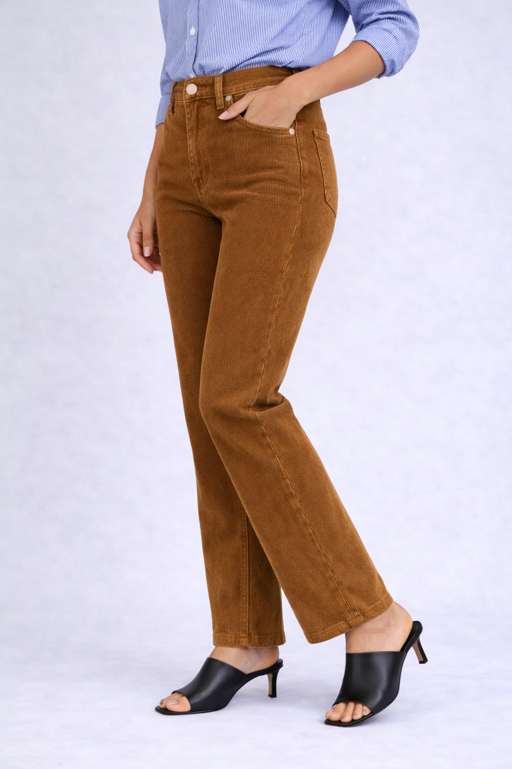 Women's Straight Leg Corduroy Pant in Maple by Carreli Jeans