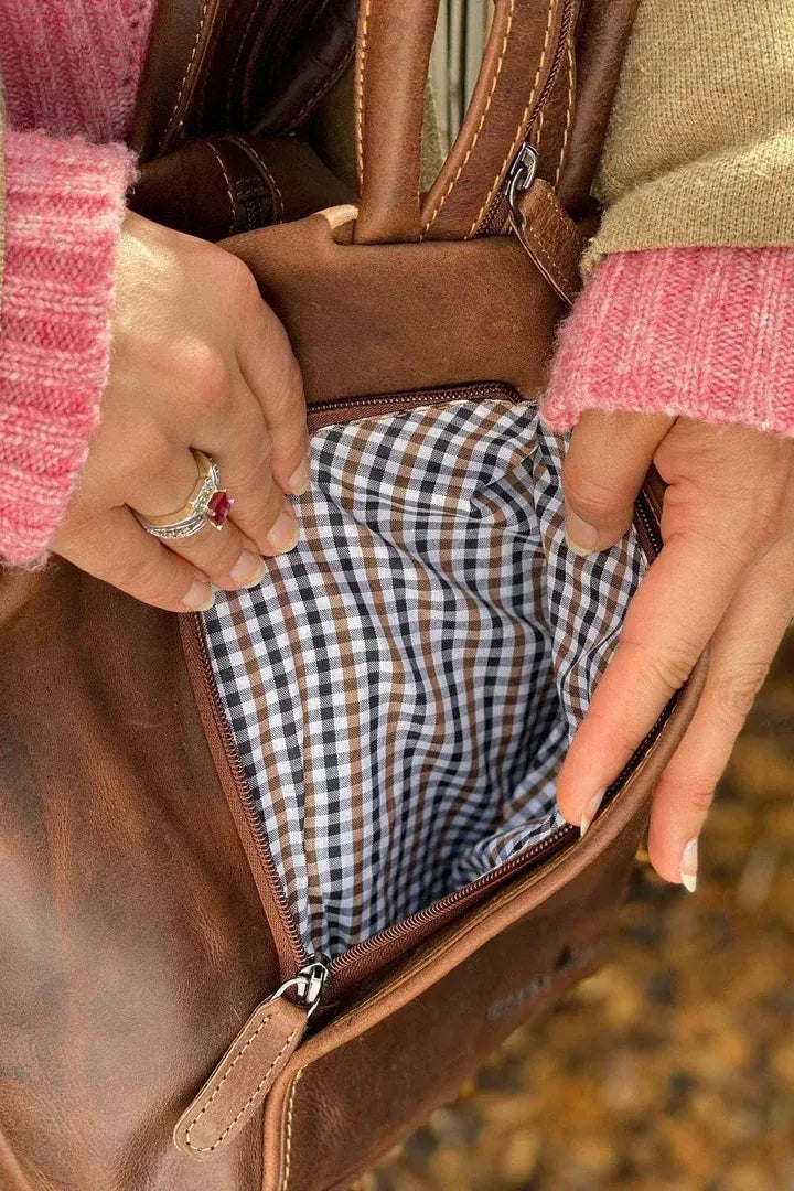 Leather Rucksack Backpack Zoe Bag by Greenwood Leather in Brown (dark) or Sandal (light)