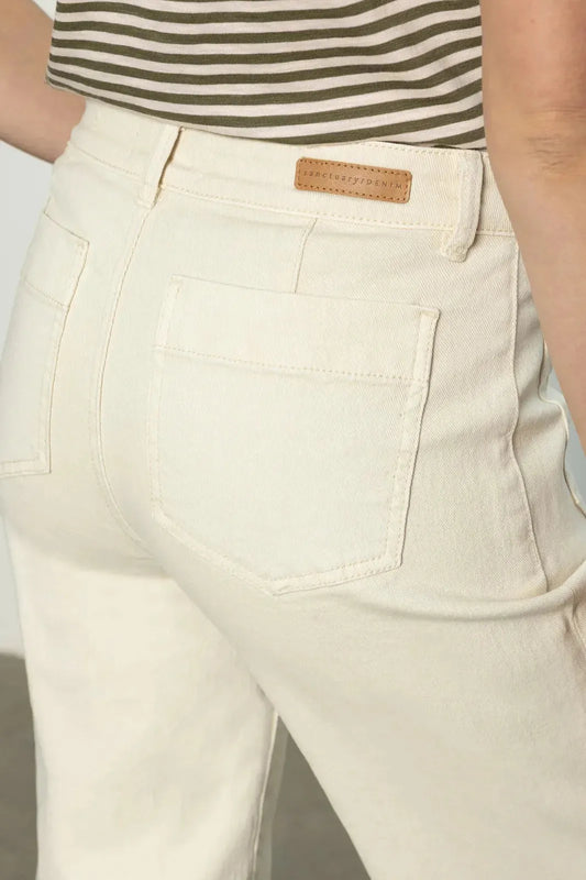The Marine Crop -Standard Rise Wide Leg Pant by Sanctuary in French Vanilla