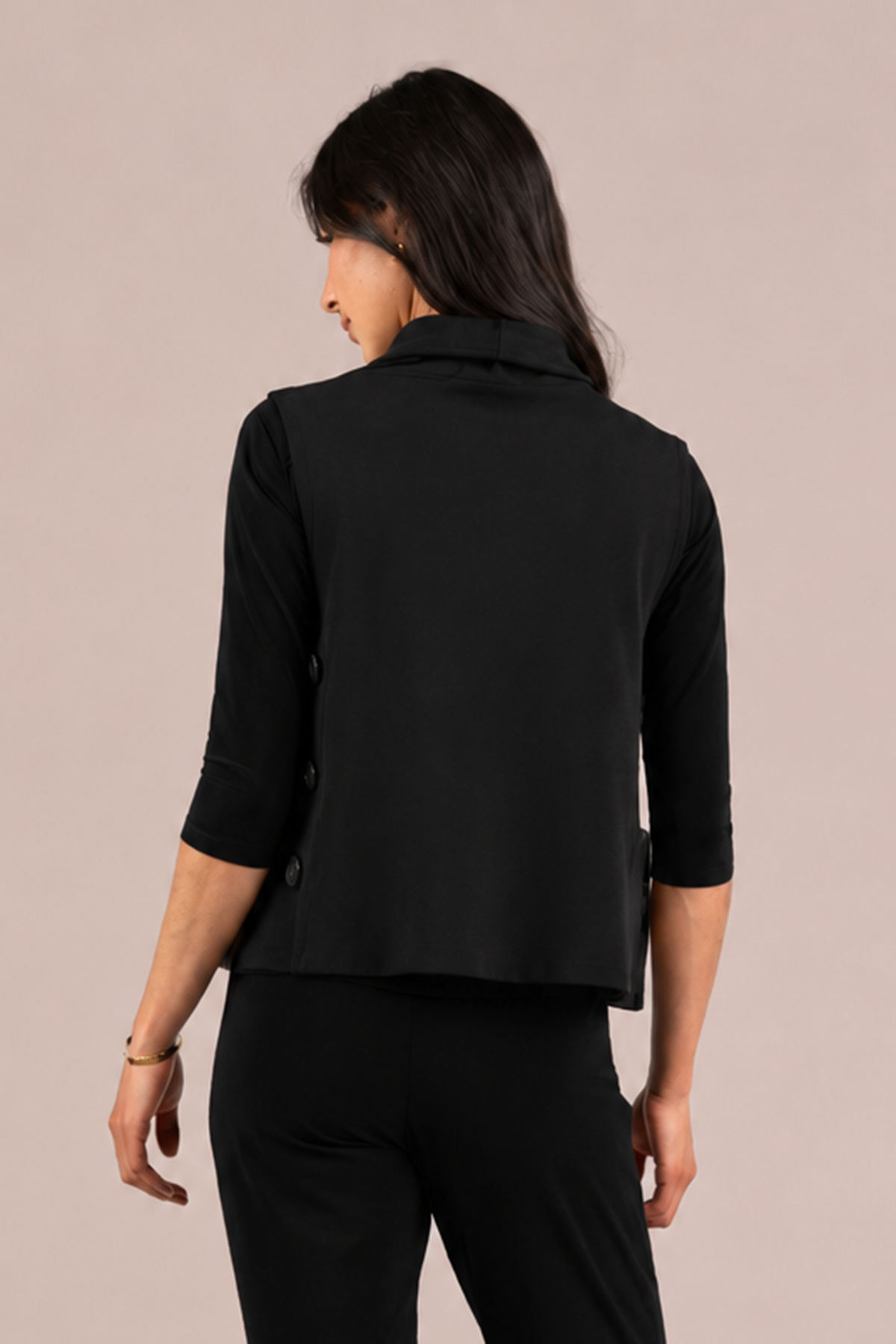 Soffio Crepe Top It Up Smock Vest Top in Black by Sympli