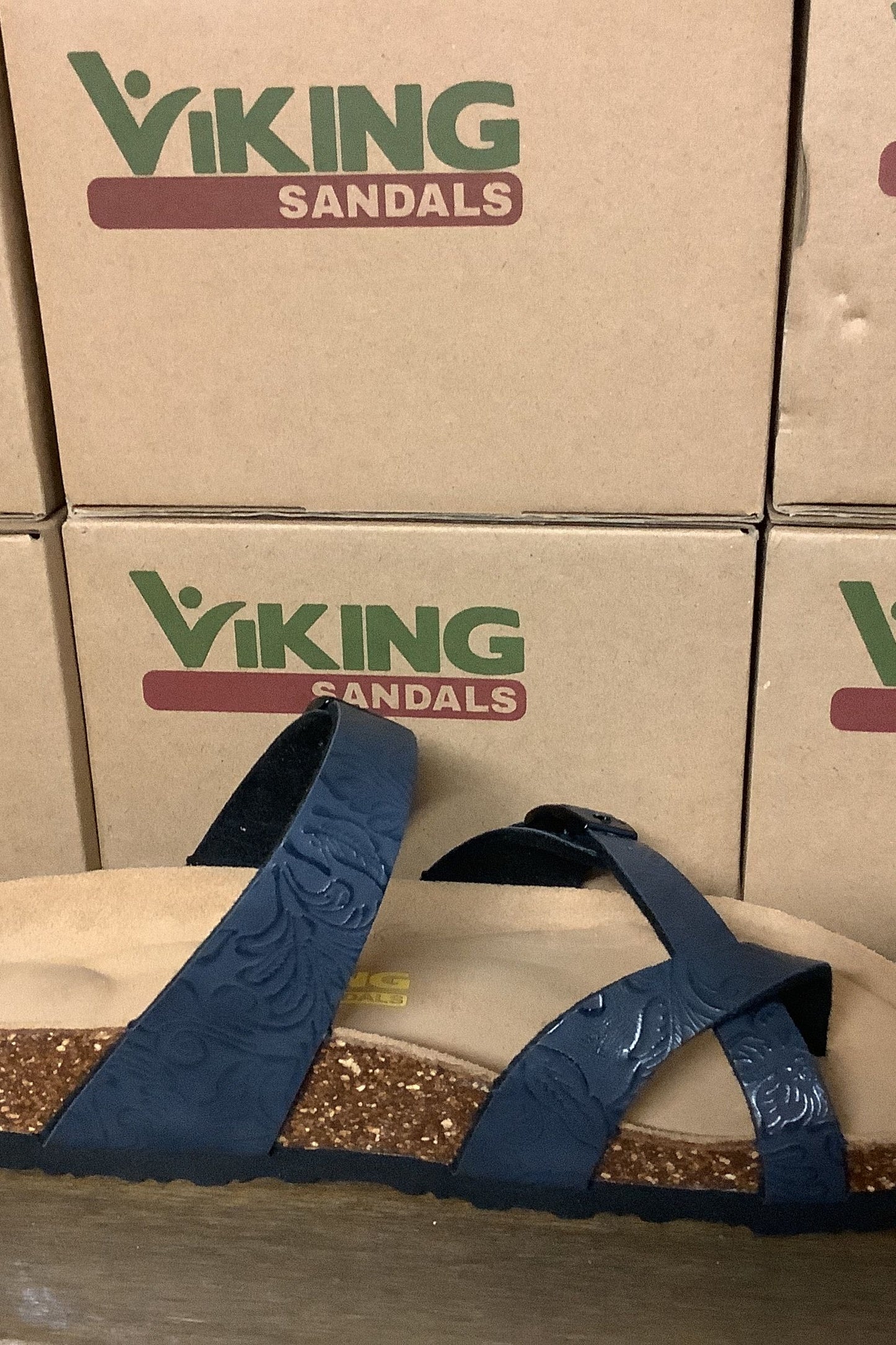 Tofino Sandal (Blue Floral Emboss or Black) by Viking Sandals