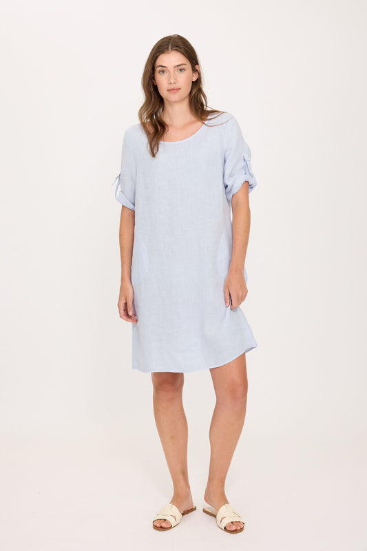 Women's Celeste Linen Dress in Cloud Blue by Pistache Apparel