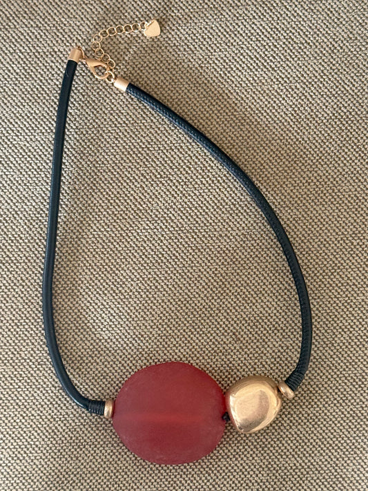 Women's Chunky Translucent Red Resin Necklace by Merx Studio