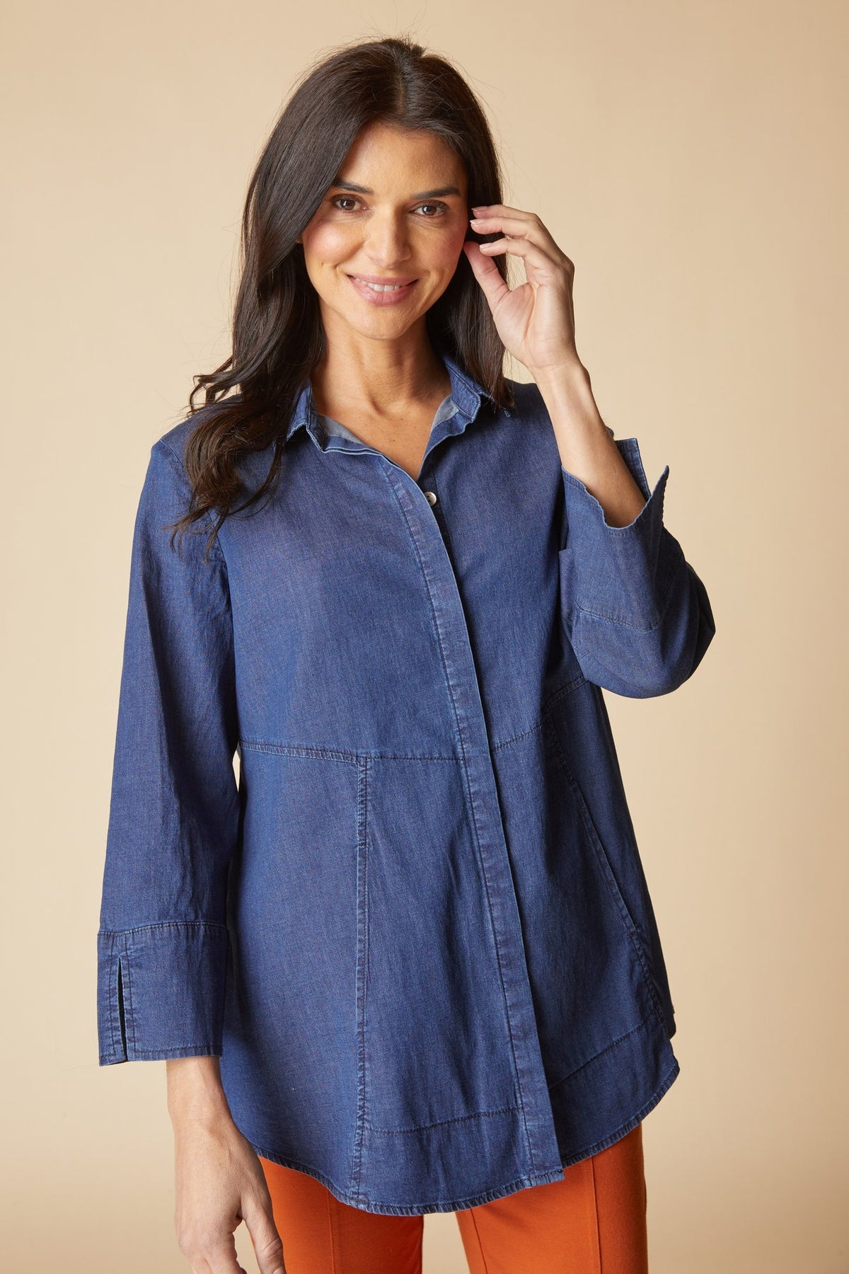 Women's The Denim 'One' Tunic Shirt in Dark Denim by Habitat Clothes