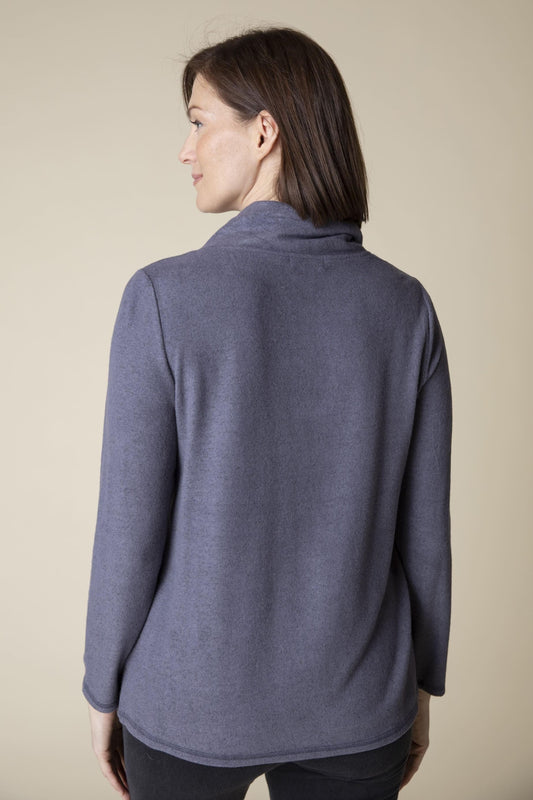 Final Sale No Refund or Return Rib Trim 3/4 Sleeve Boxy Crew Sweater in Iron by Habitat Clothing