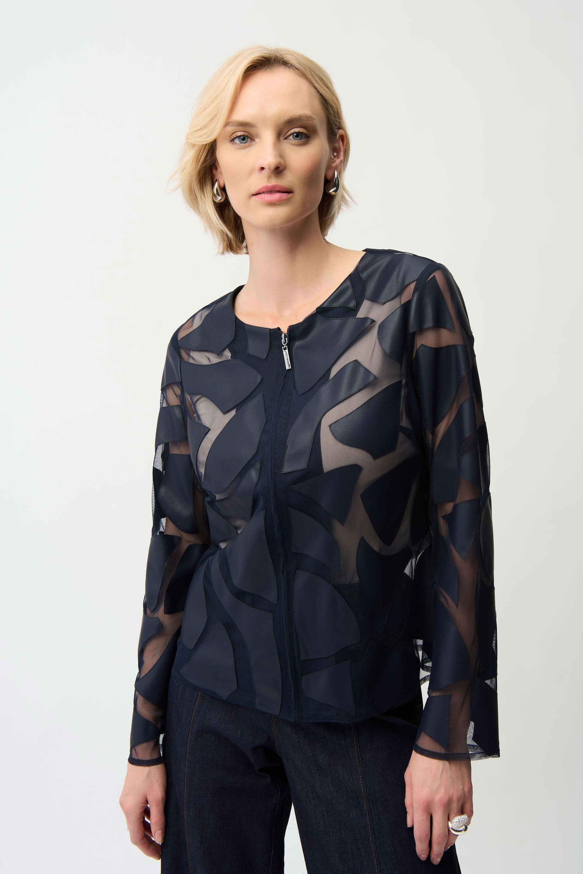 Laser Cut Leatherette On Mesh Fitted Jacket – Once@426 Boutique and Market
