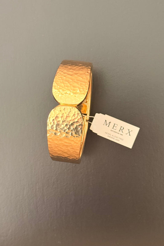 Women's Hammered Gold Cuff Bracelet by Merx Fashion
