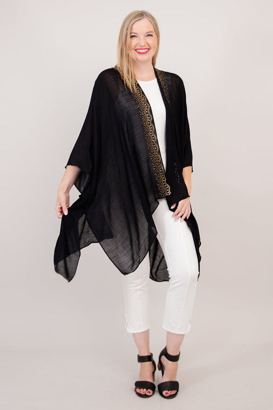 Lightweight Coverup in Black with Gold Trim
